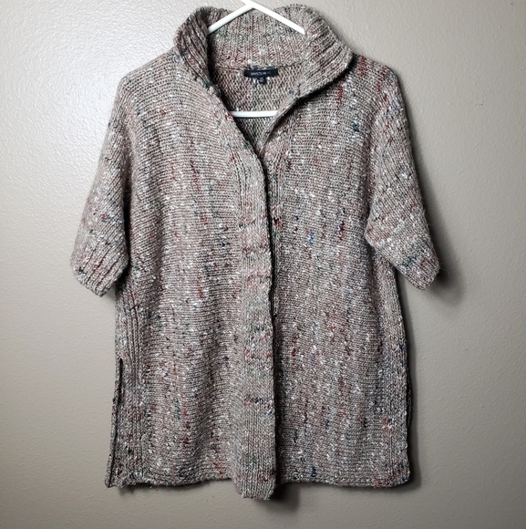 Lafayette 148 Virgin Wool Blend 1/2 Sleeve Marled Knit Cardigan -Size S/P - Picture 2 of 9